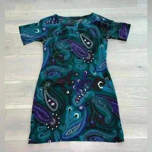Banana Republic Retro Paisley Print Silk Shift Dress Size medium - Picture 3 of 9